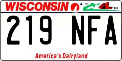 WI license plate 219NFA