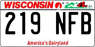 WI license plate 219NFB