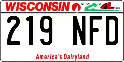 WI license plate 219NFD