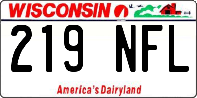WI license plate 219NFL