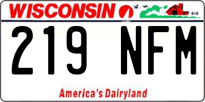 WI license plate 219NFM
