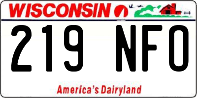 WI license plate 219NFO