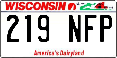 WI license plate 219NFP