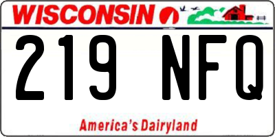 WI license plate 219NFQ