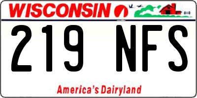 WI license plate 219NFS