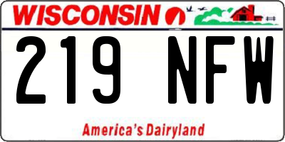 WI license plate 219NFW