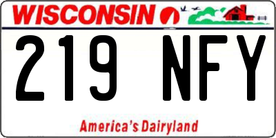 WI license plate 219NFY
