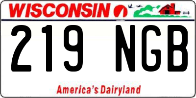 WI license plate 219NGB