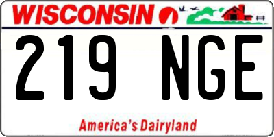 WI license plate 219NGE