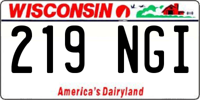 WI license plate 219NGI