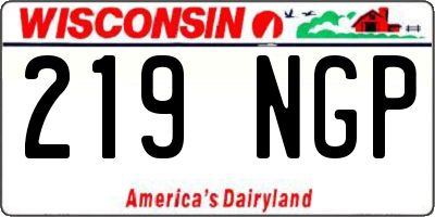 WI license plate 219NGP