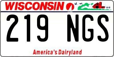 WI license plate 219NGS