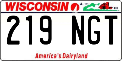 WI license plate 219NGT