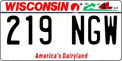 WI license plate 219NGW