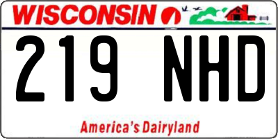 WI license plate 219NHD