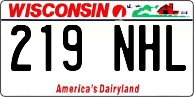 WI license plate 219NHL