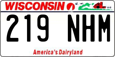 WI license plate 219NHM