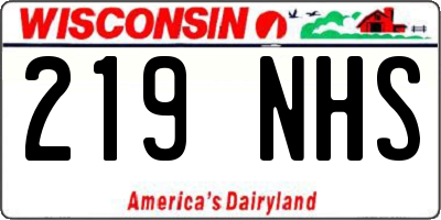 WI license plate 219NHS