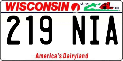 WI license plate 219NIA