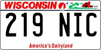 WI license plate 219NIC