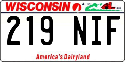 WI license plate 219NIF
