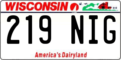 WI license plate 219NIG
