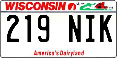 WI license plate 219NIK