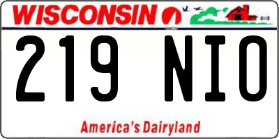 WI license plate 219NIO