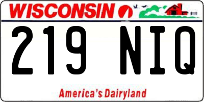 WI license plate 219NIQ