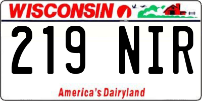 WI license plate 219NIR