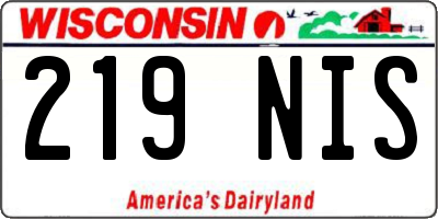 WI license plate 219NIS