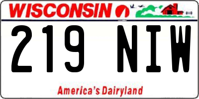 WI license plate 219NIW