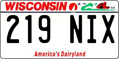 WI license plate 219NIX