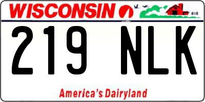 WI license plate 219NLK