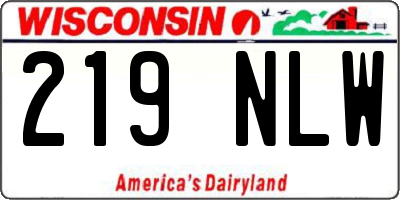 WI license plate 219NLW