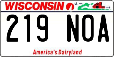 WI license plate 219NOA
