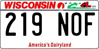 WI license plate 219NOF