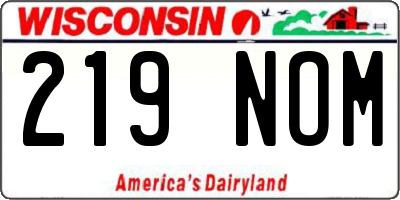 WI license plate 219NOM
