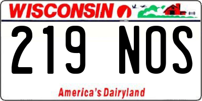 WI license plate 219NOS