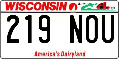 WI license plate 219NOU