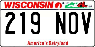 WI license plate 219NOV