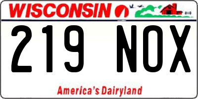 WI license plate 219NOX