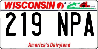 WI license plate 219NPA
