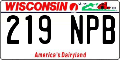 WI license plate 219NPB