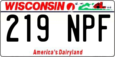 WI license plate 219NPF