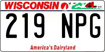 WI license plate 219NPG