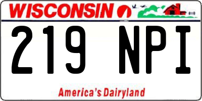 WI license plate 219NPI