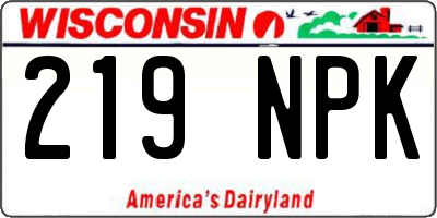 WI license plate 219NPK