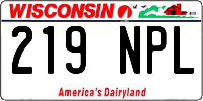WI license plate 219NPL