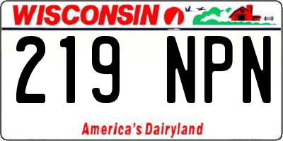 WI license plate 219NPN